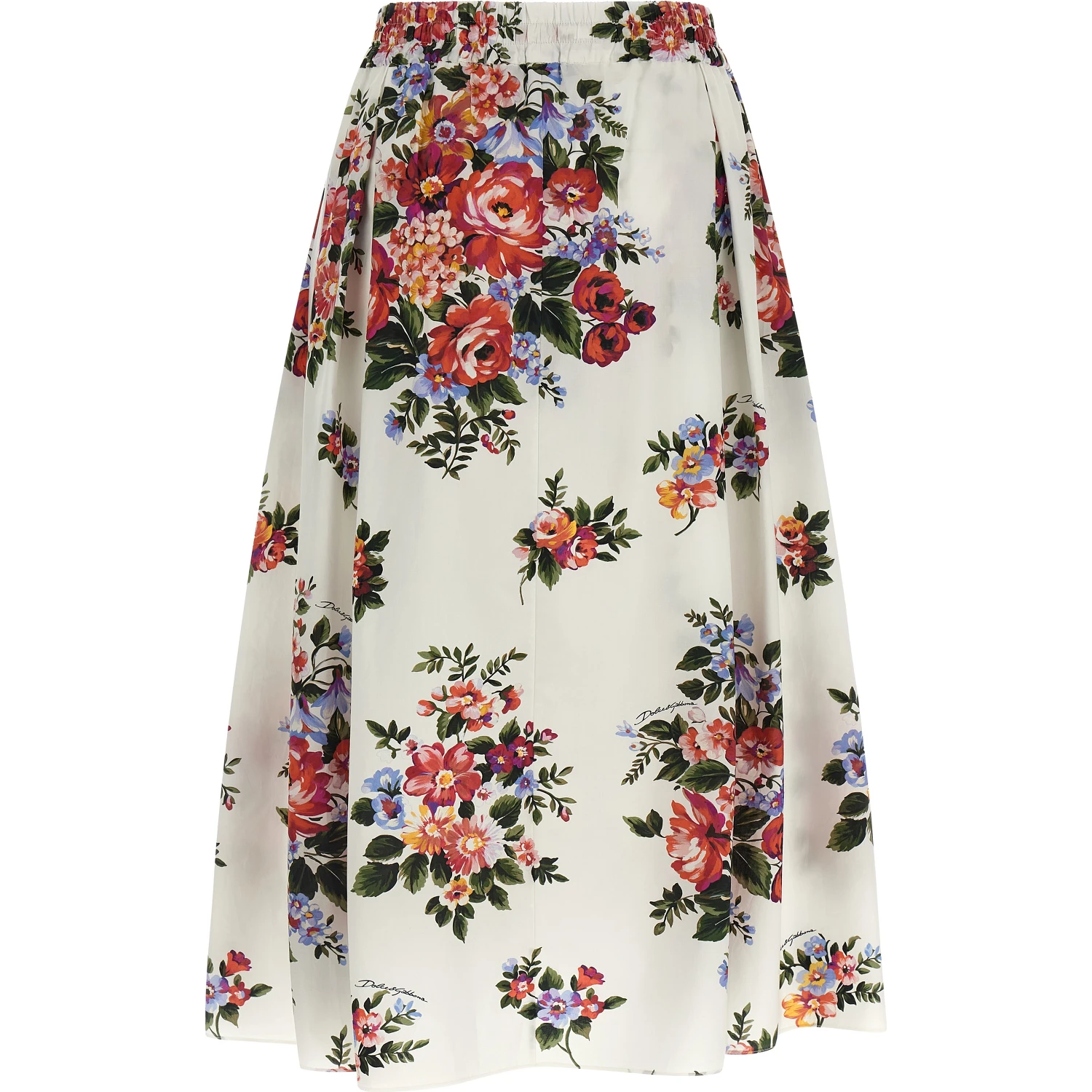White Cotton Midi Skirt
