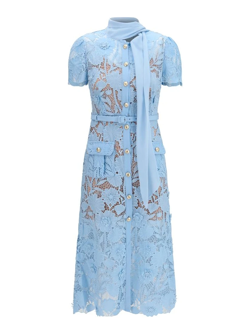 Blue Polyester Casual Dress