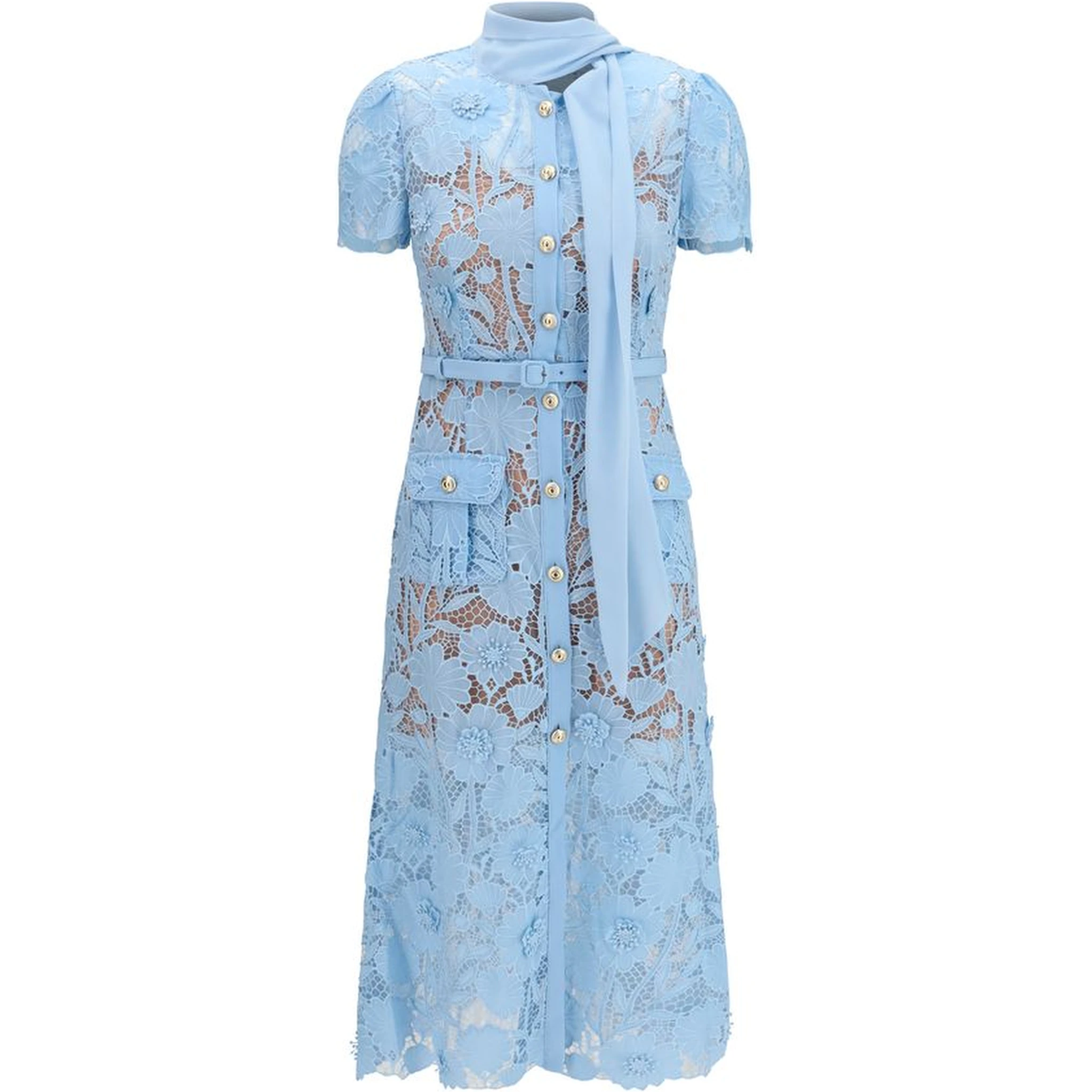 Blue Polyester Casual Dress