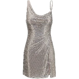 Silver Polyester Cocktail Dress