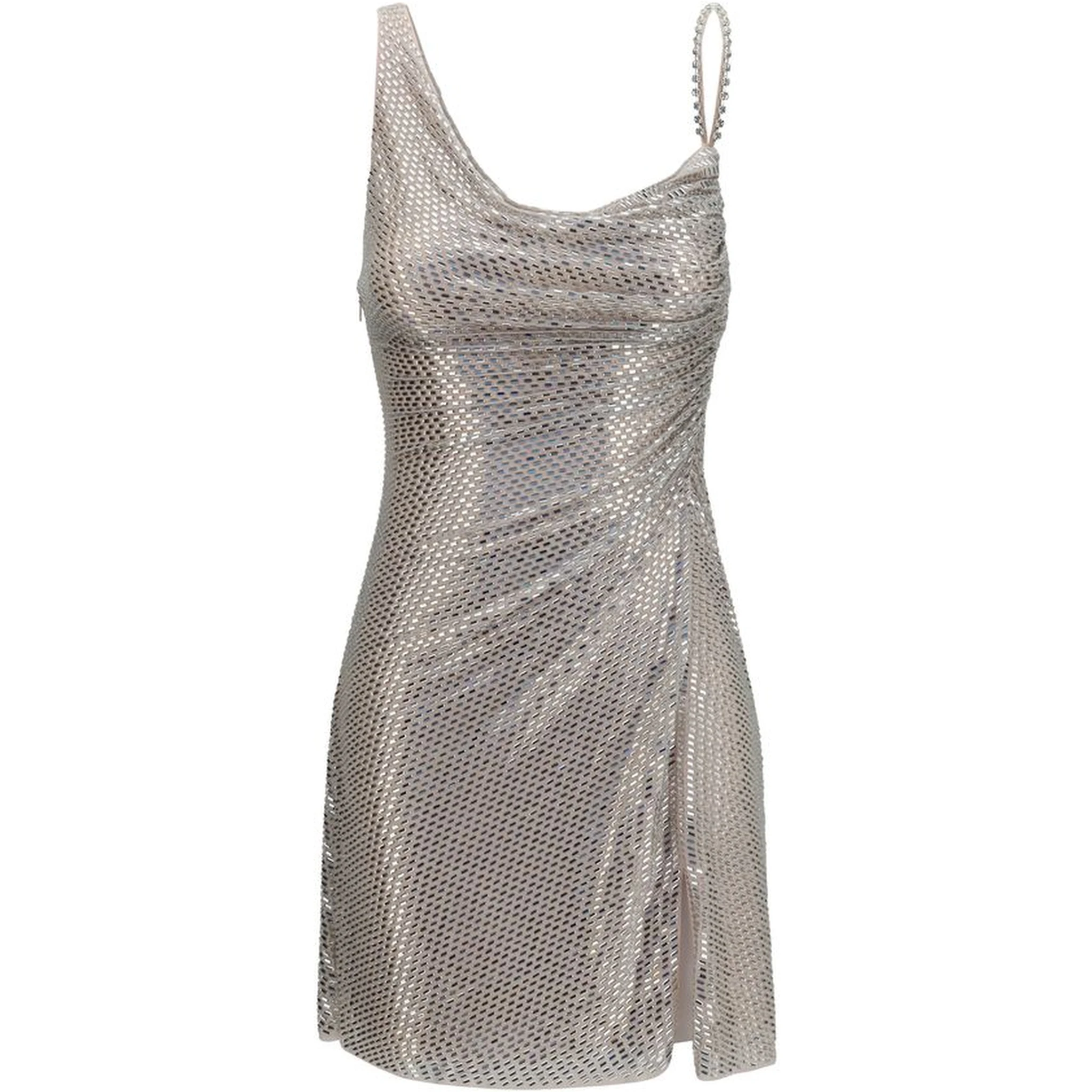 Silver Polyester Cocktail Dress