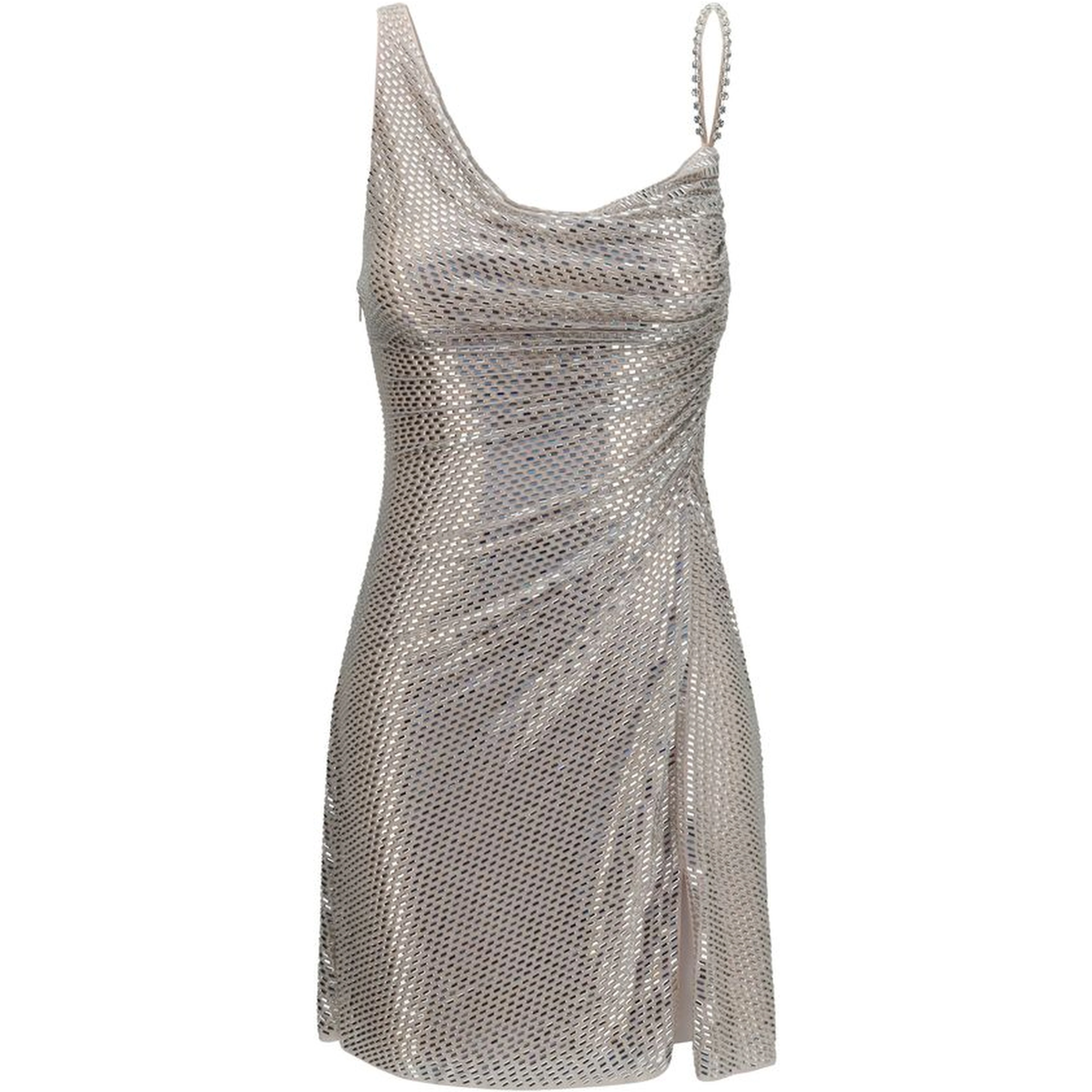 Silver Polyester Cocktail Dress