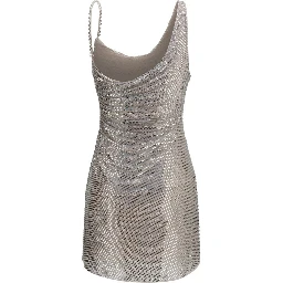 Silver Polyester Cocktail Dress