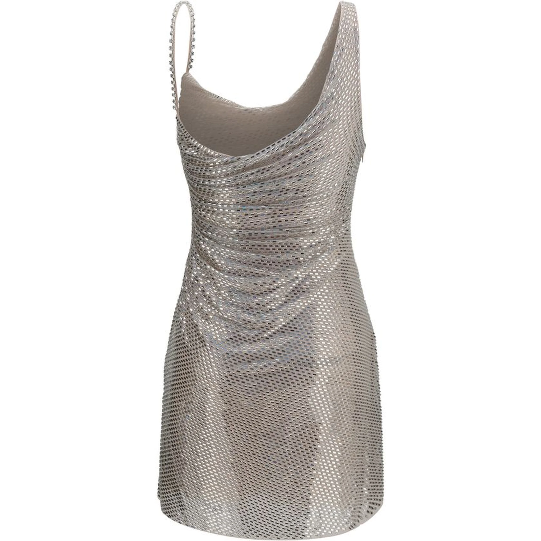 Silver Polyester Cocktail Dress