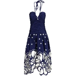 Blue Cotton Casual Dress