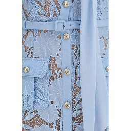 Blue Polyester Casual Dress