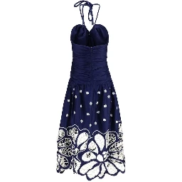Blue Cotton Casual Dress