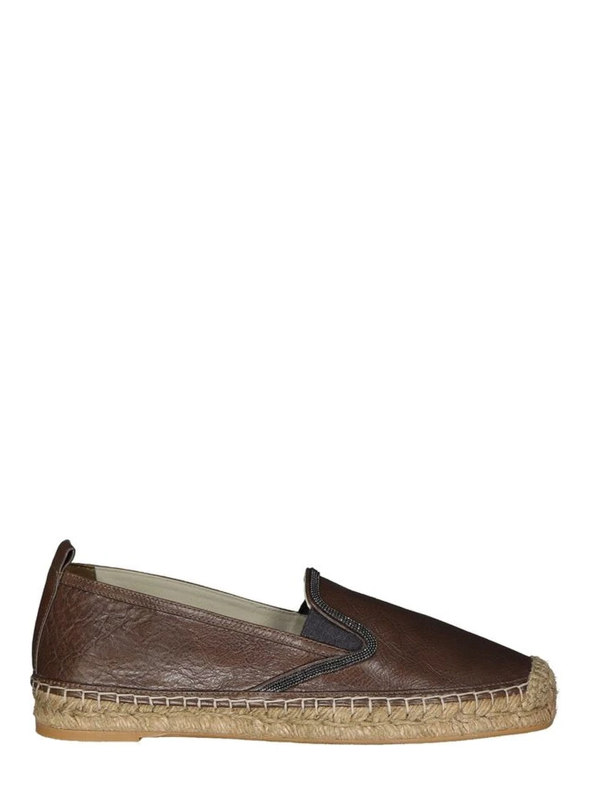 Brown Leather Espadrilles
