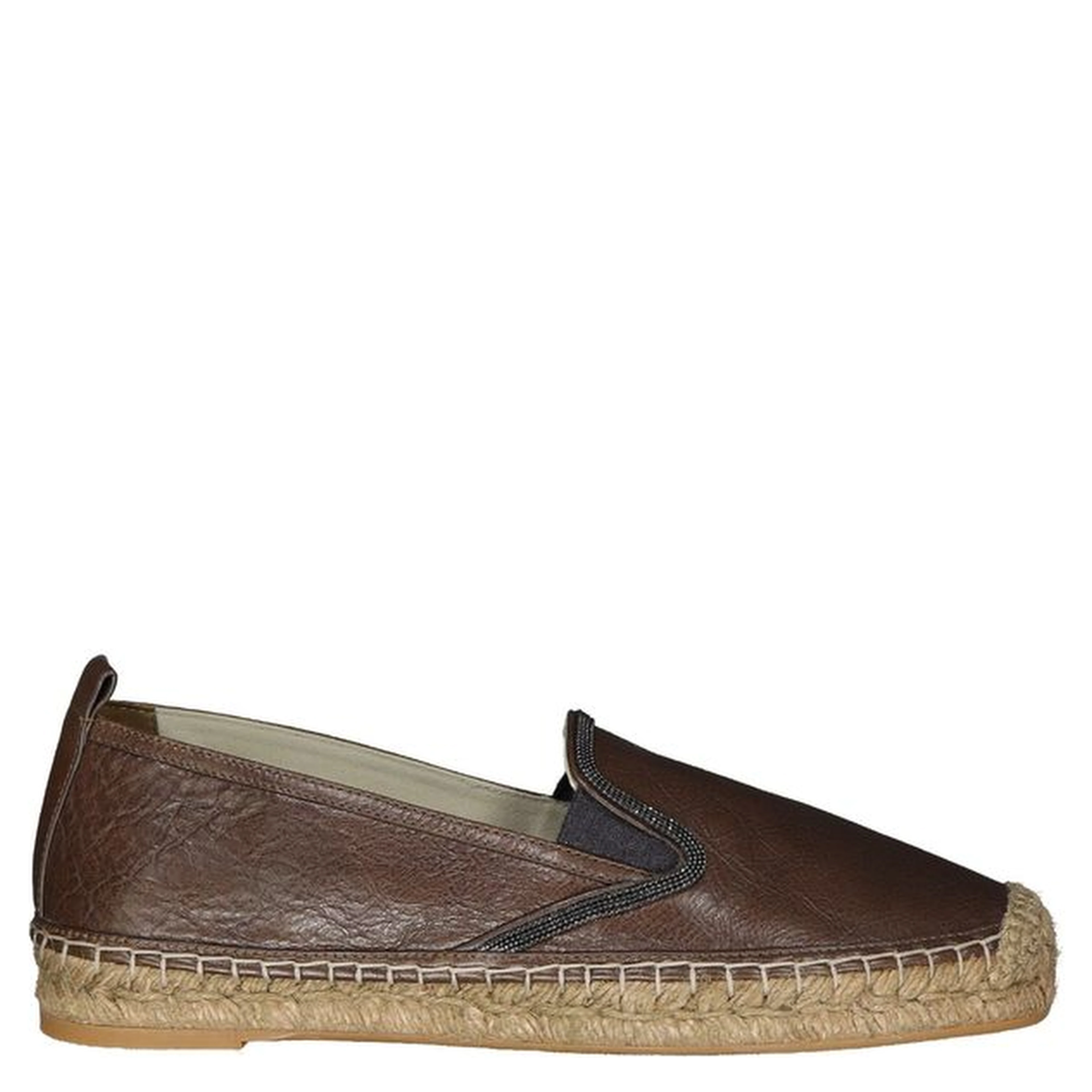 Brown Leather Espadrilles