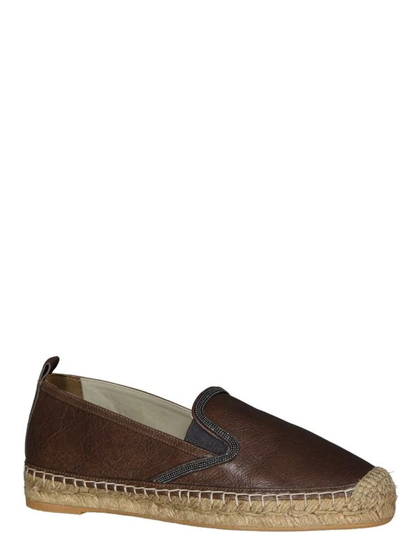 Brown Leather Espadrilles