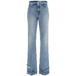 Blue Cotton Flared Jeans