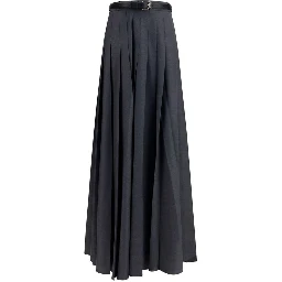 Gray Polyester Long Skirt