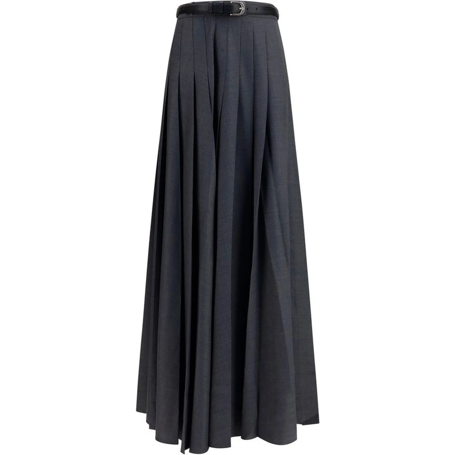 Gray Polyester Long Skirt