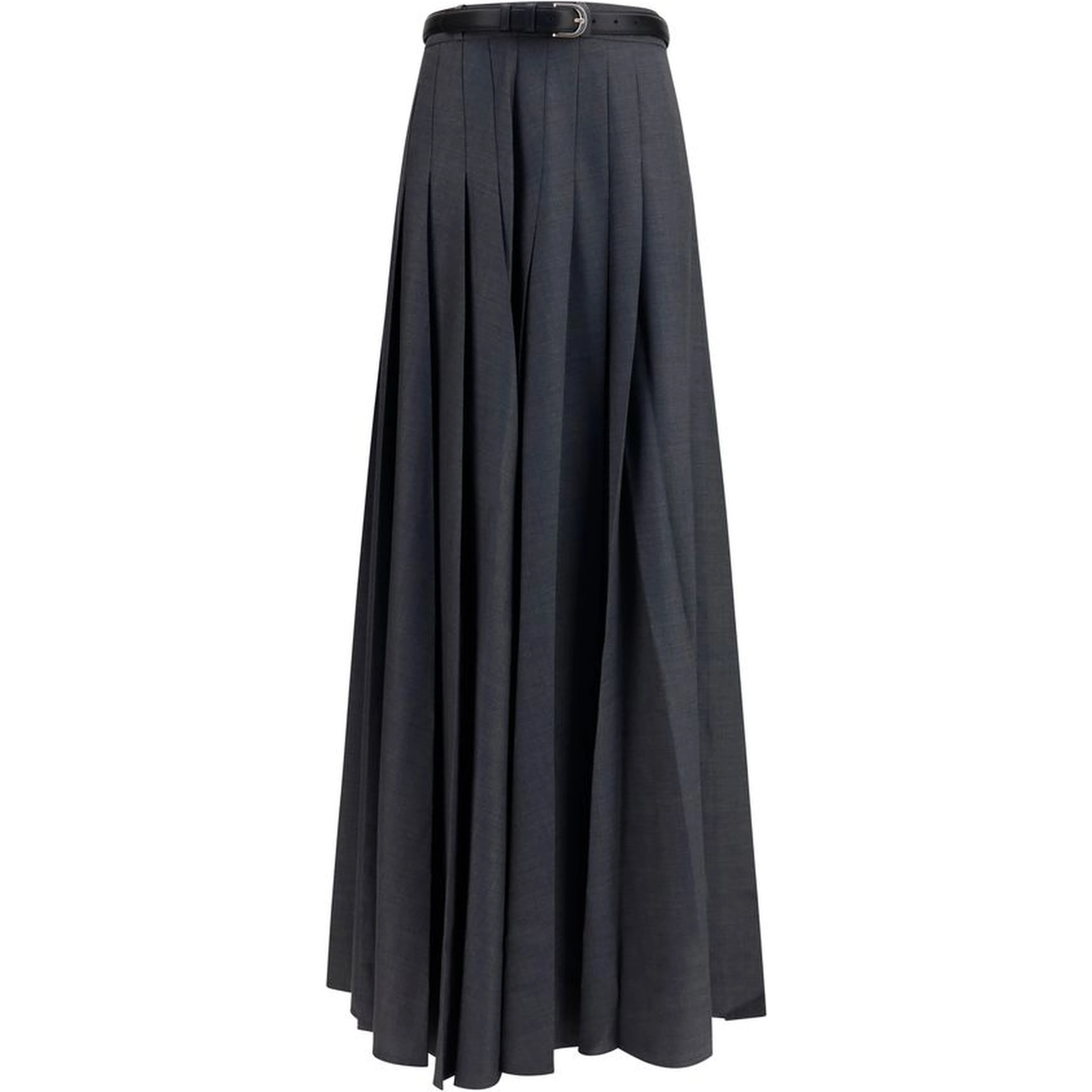 Gray Polyester Long Skirt