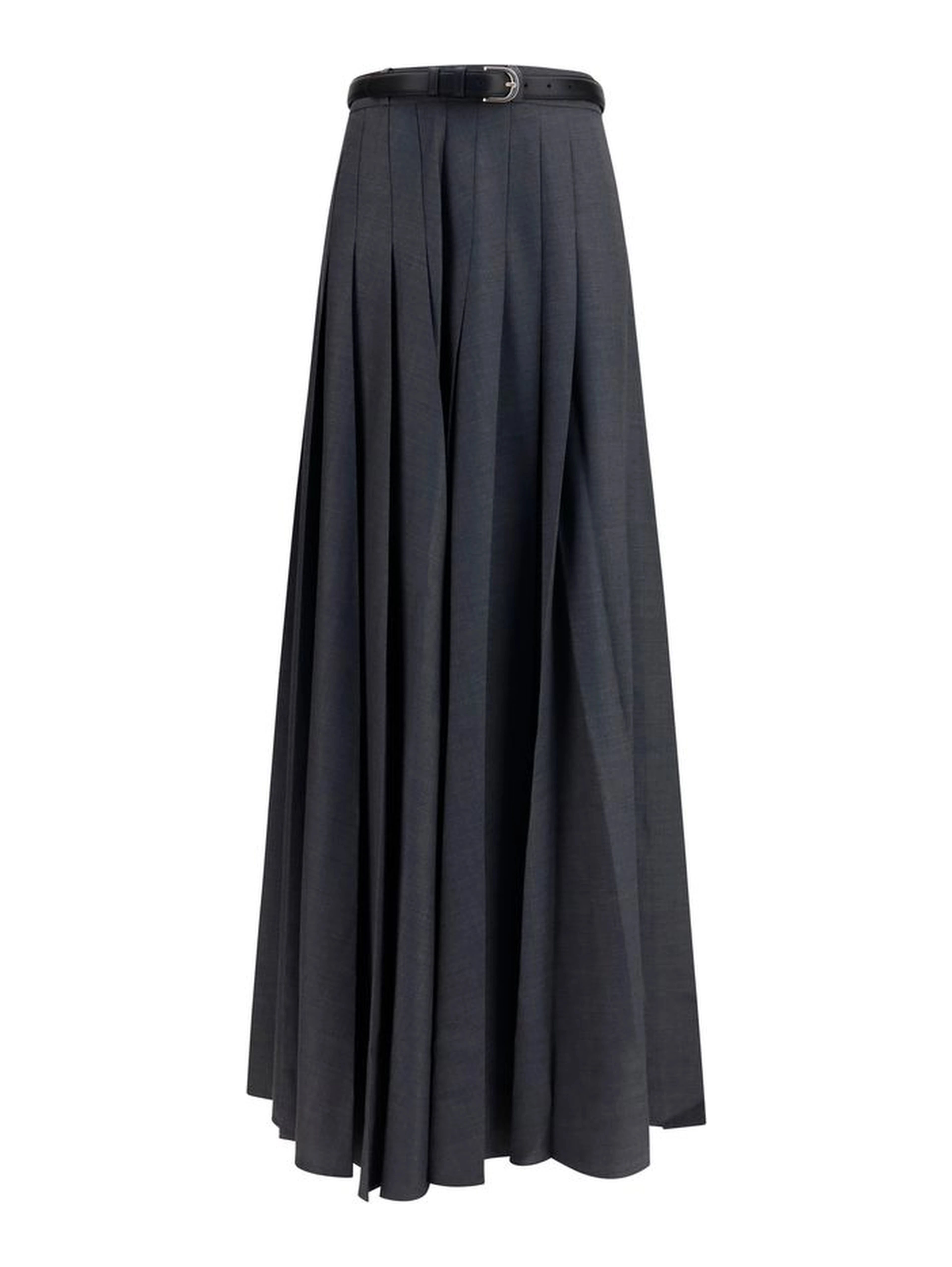 Gray Polyester Long Skirt