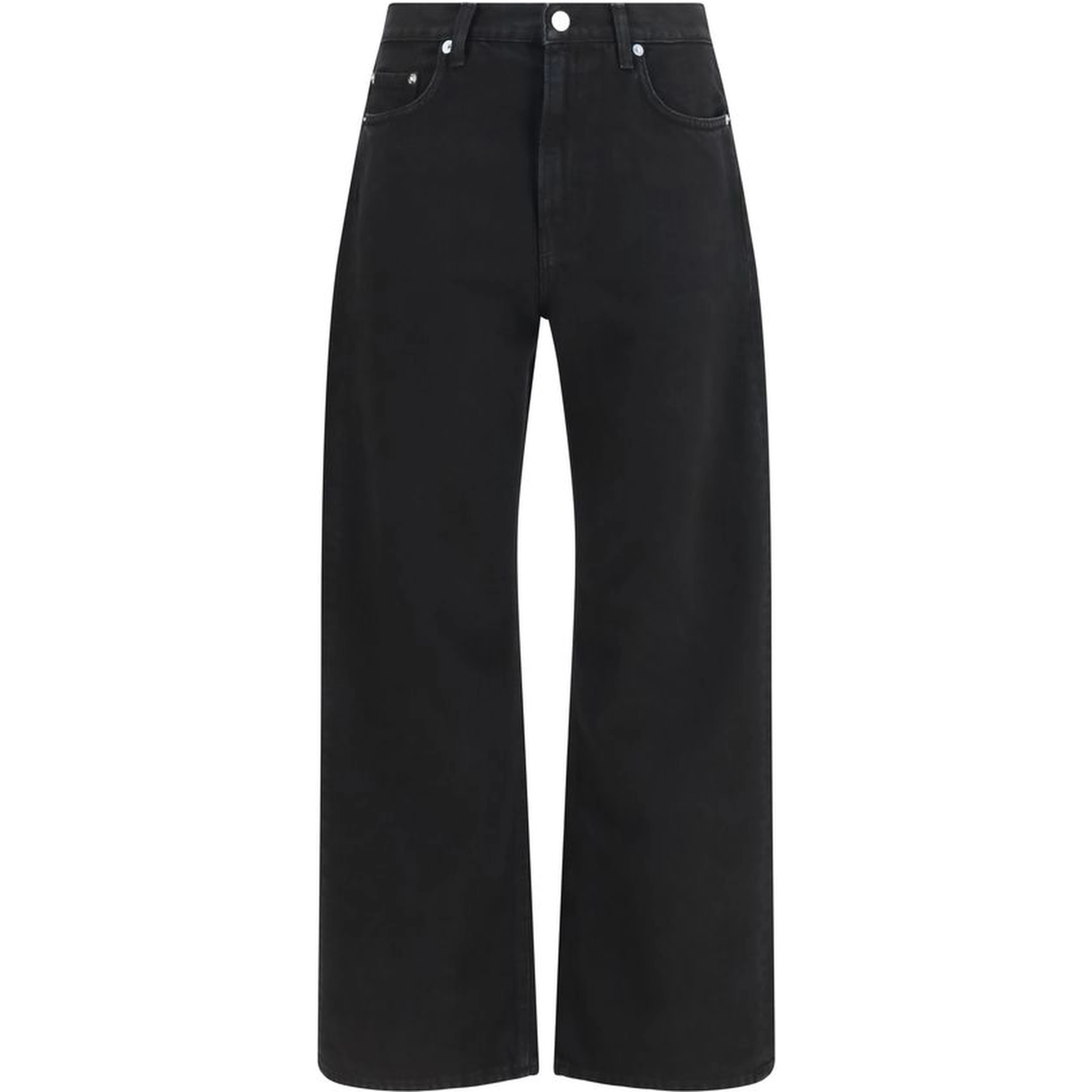 Black Cotton Straight-Leg Jeans