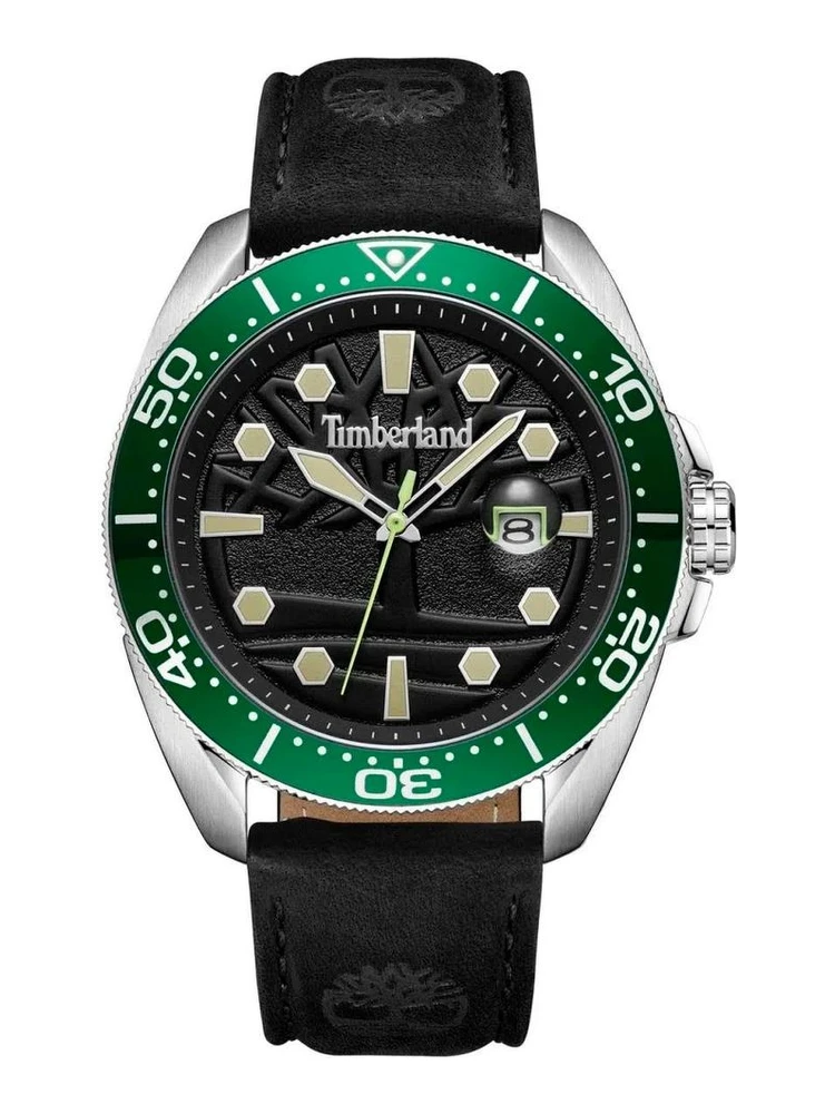 Black Leather Sport Watch