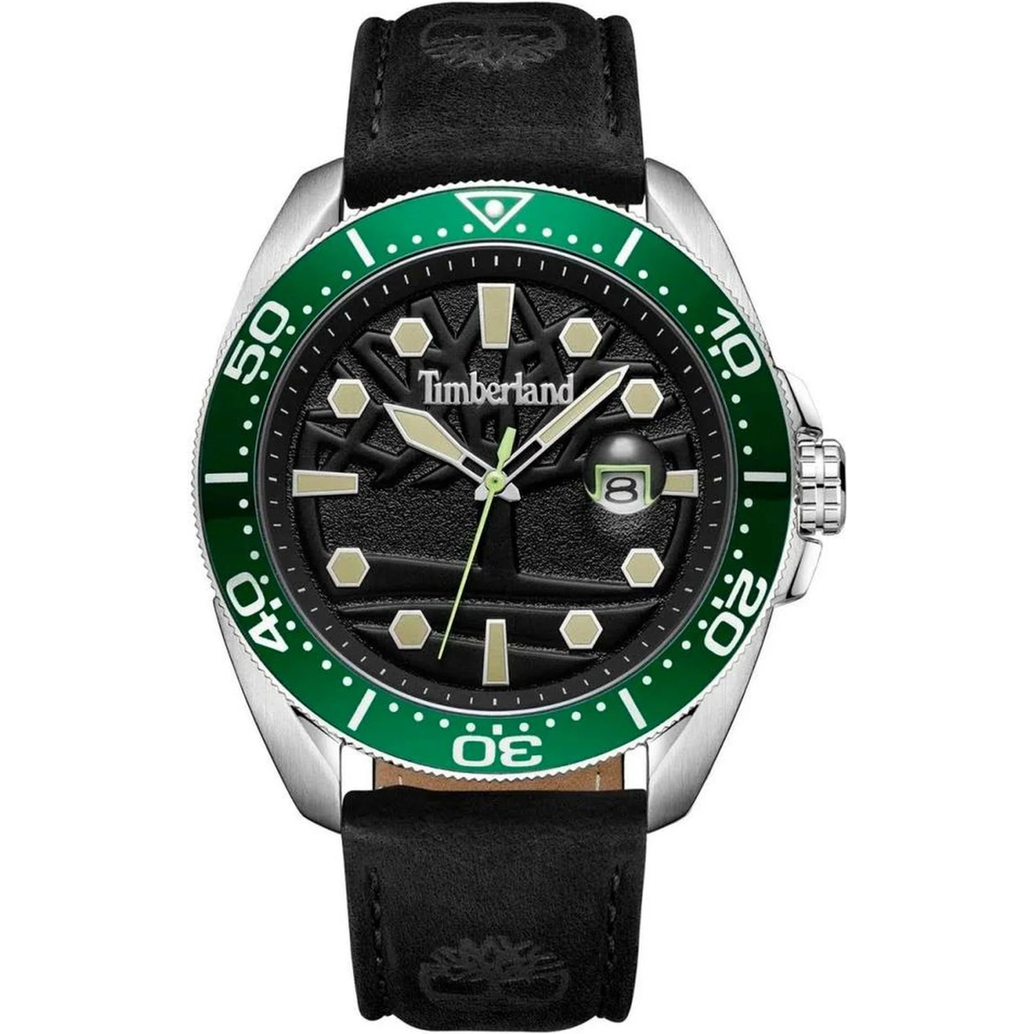 Black Leather Sport Watch