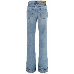 Blue Cotton Flared Jeans