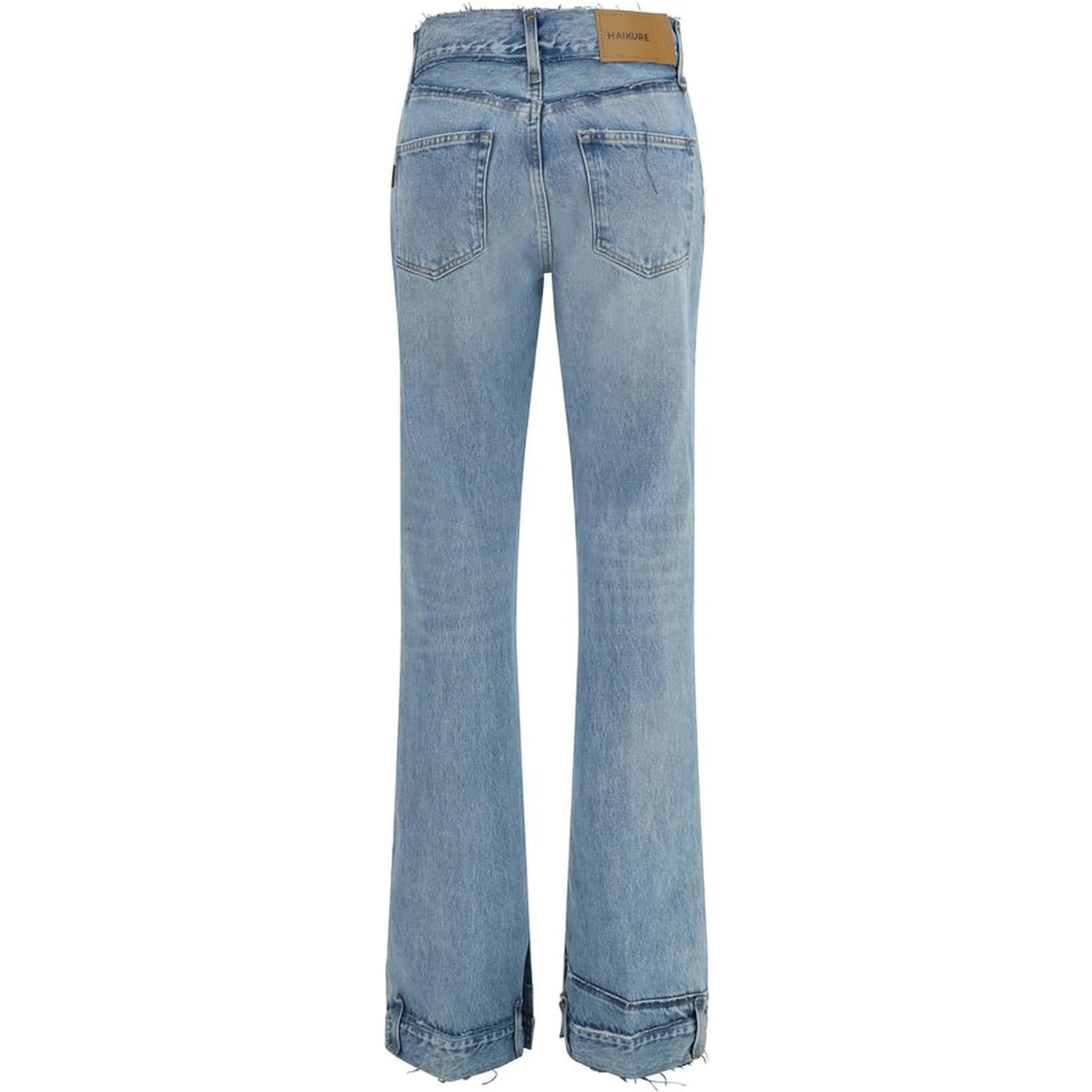 Blue Cotton Flared Jeans