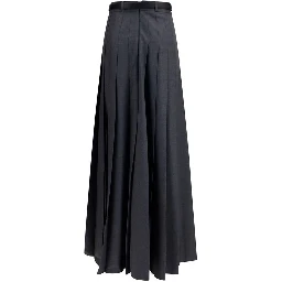 Gray Polyester Long Skirt