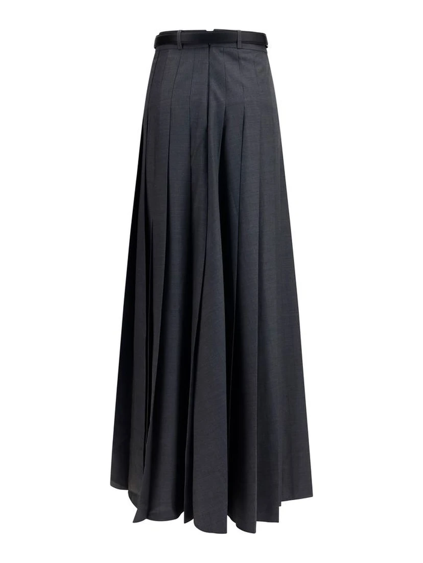 Gray Polyester Long Skirt