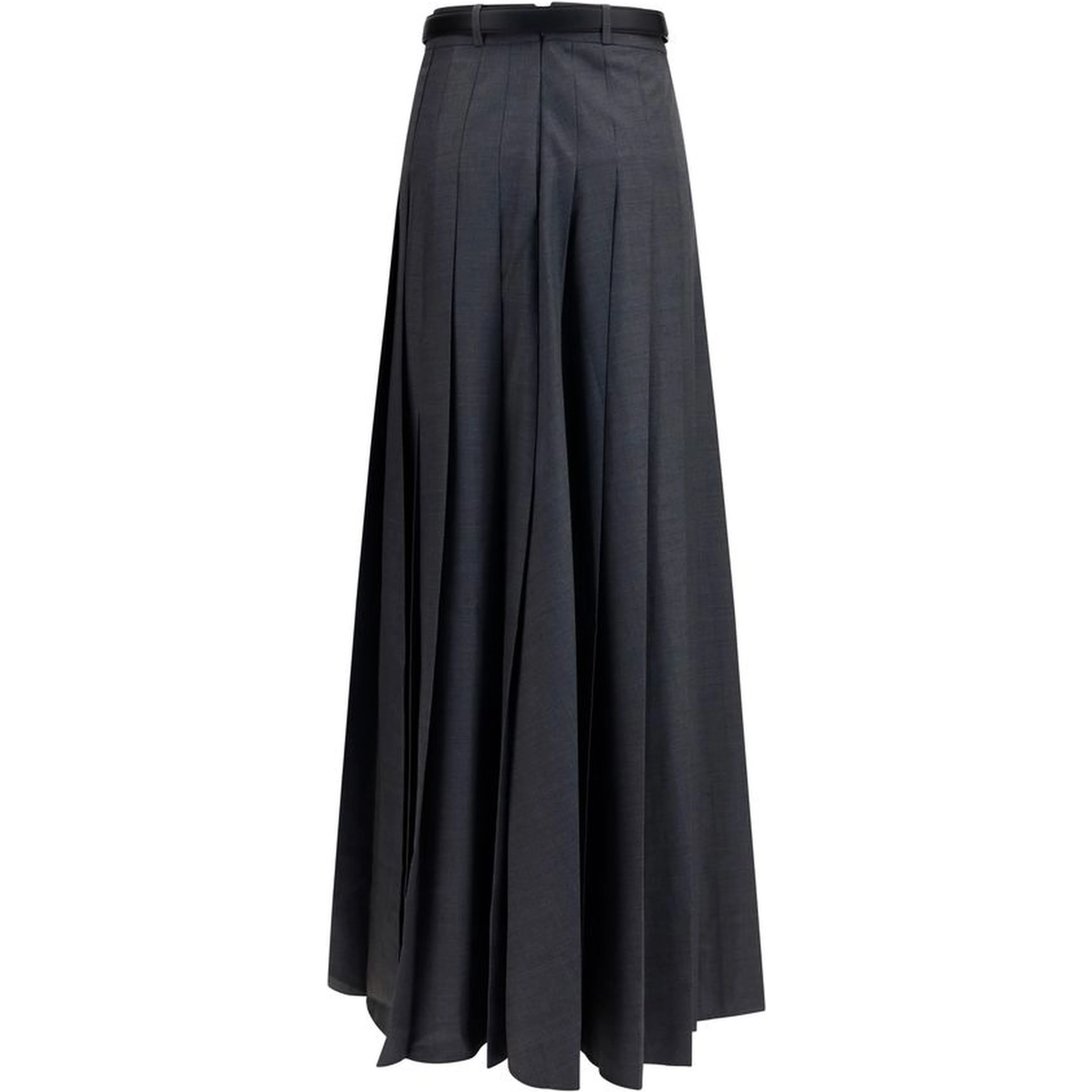 Gray Polyester Long Skirt