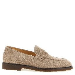Gray Calfskin Slip-On Loafers