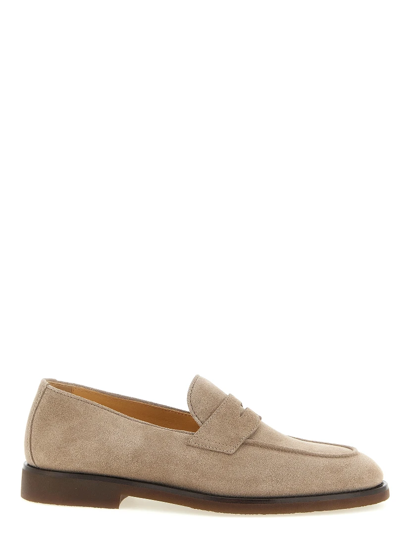 Gray Calfskin Slip-On Loafers