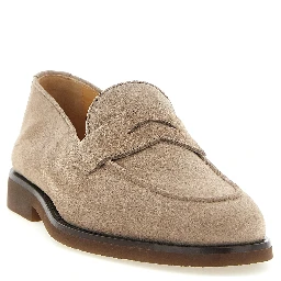 Gray Calfskin Slip-On Loafers
