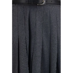 Gray Polyester Long Skirt