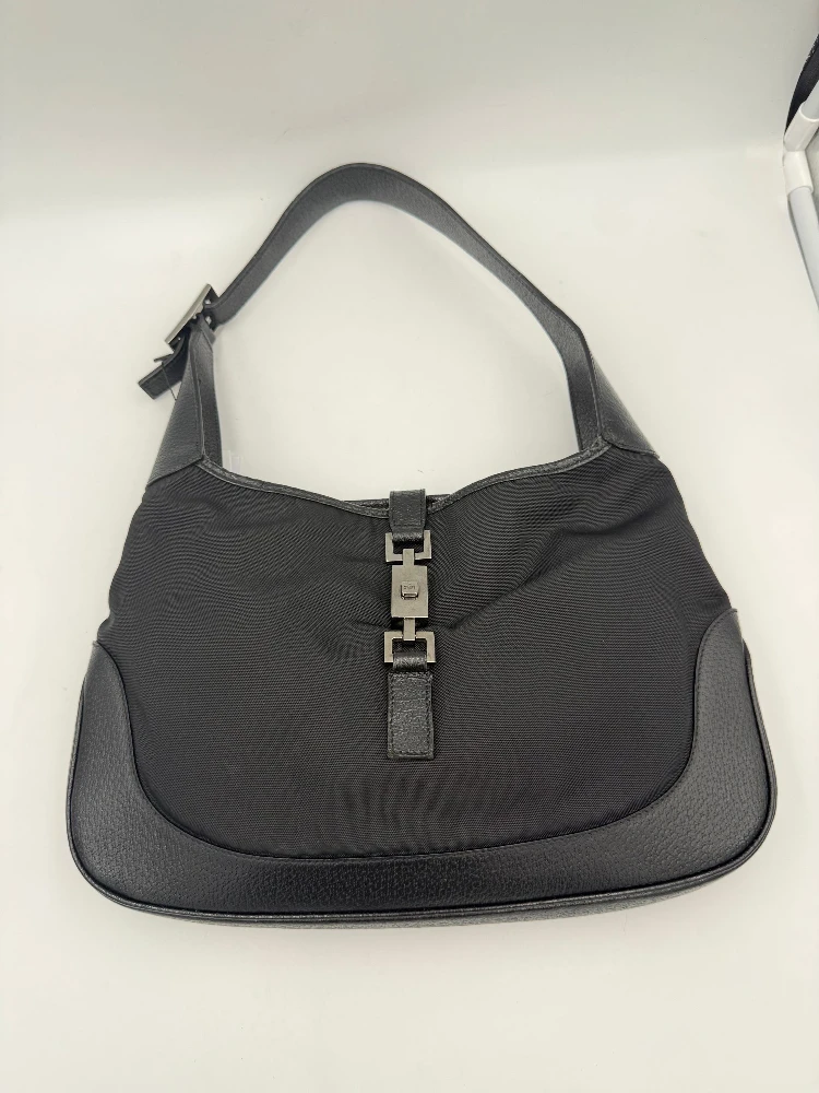 GUCCI JACKIE Leather and Canvas Handbag