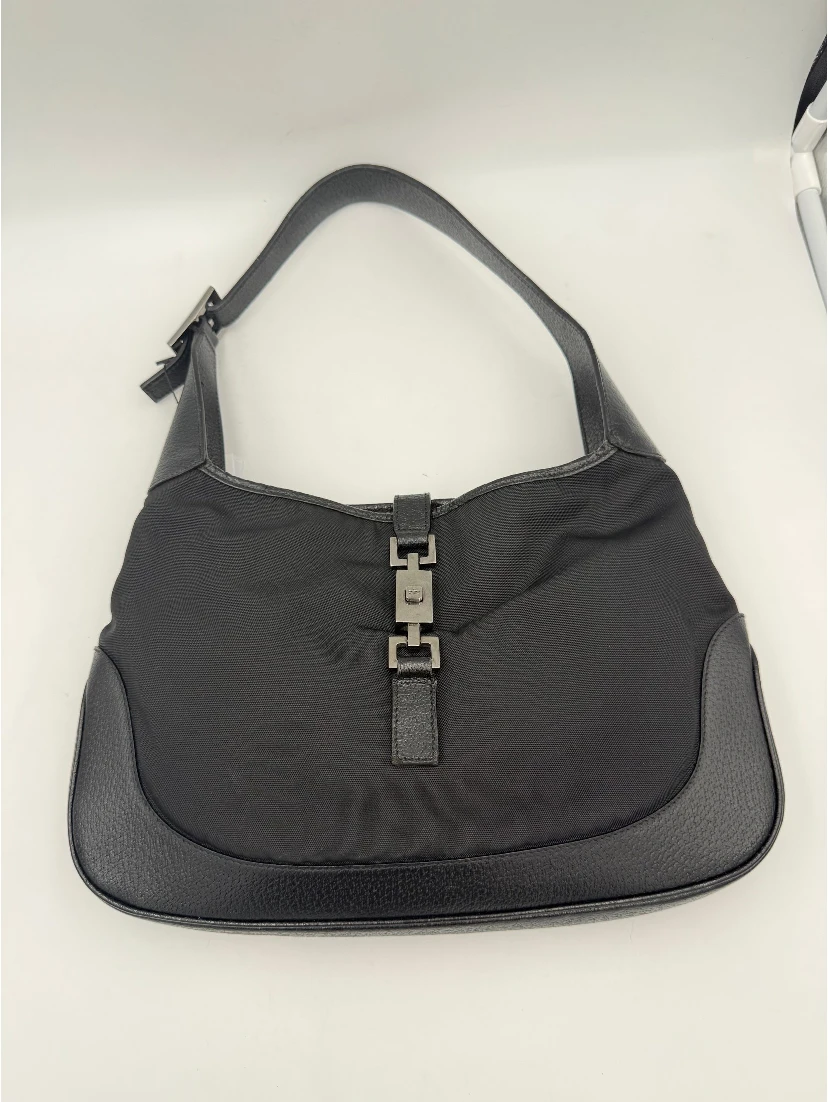GUCCI JACKIE Leather and Canvas Handbag