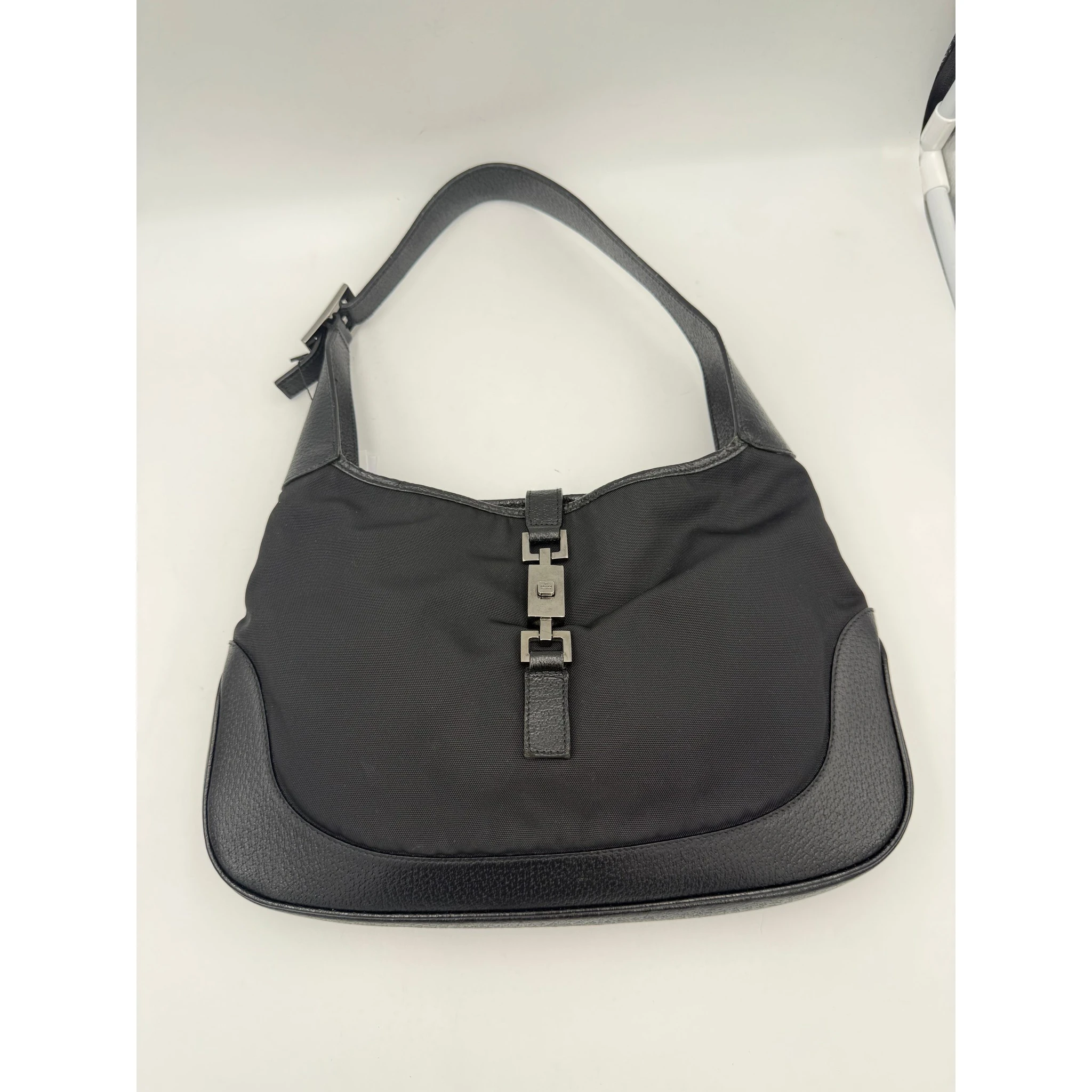 GUCCI JACKIE Leather and Canvas Handbag