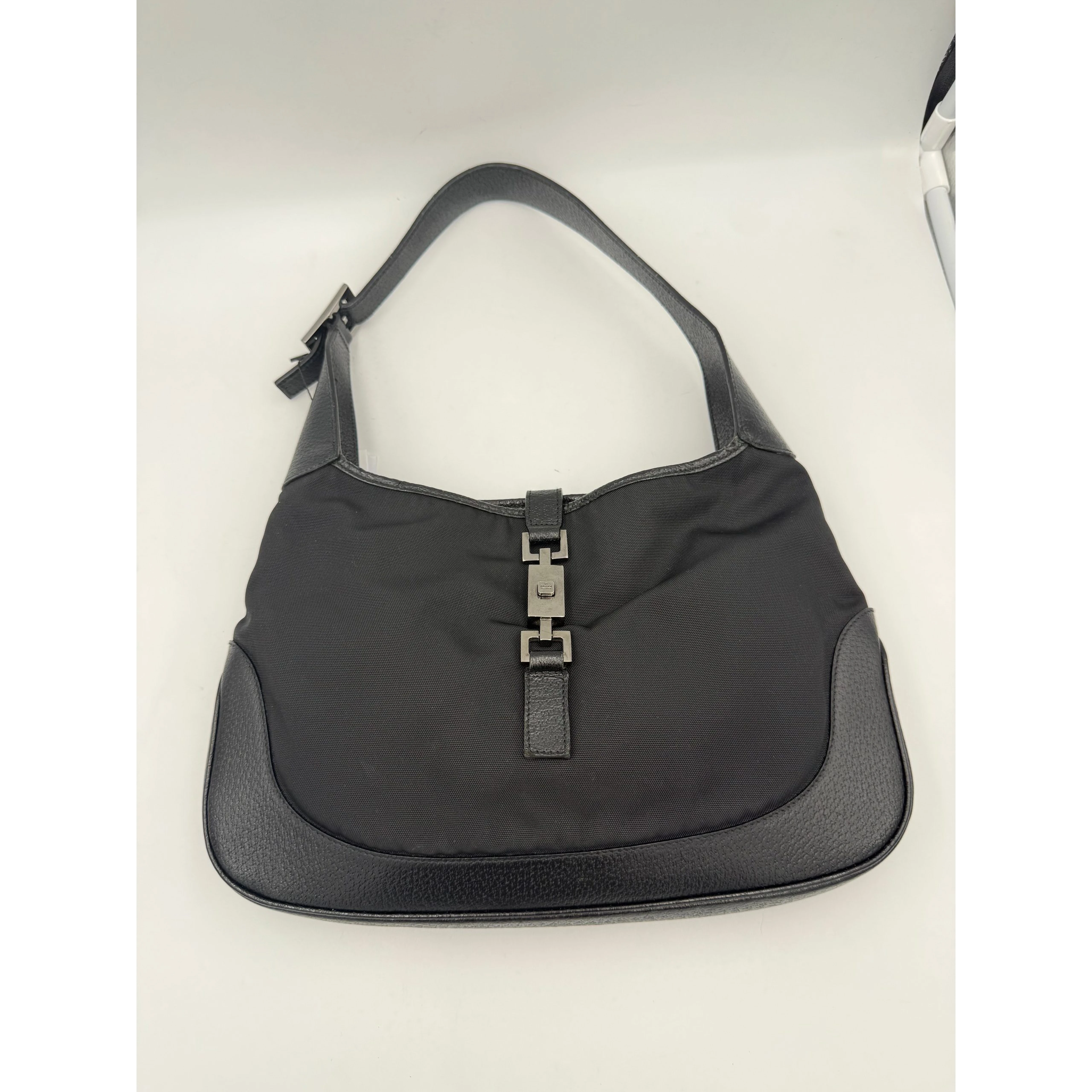 GUCCI JACKIE Leather and Canvas Handbag