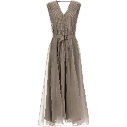 Beige Silk Long Dress