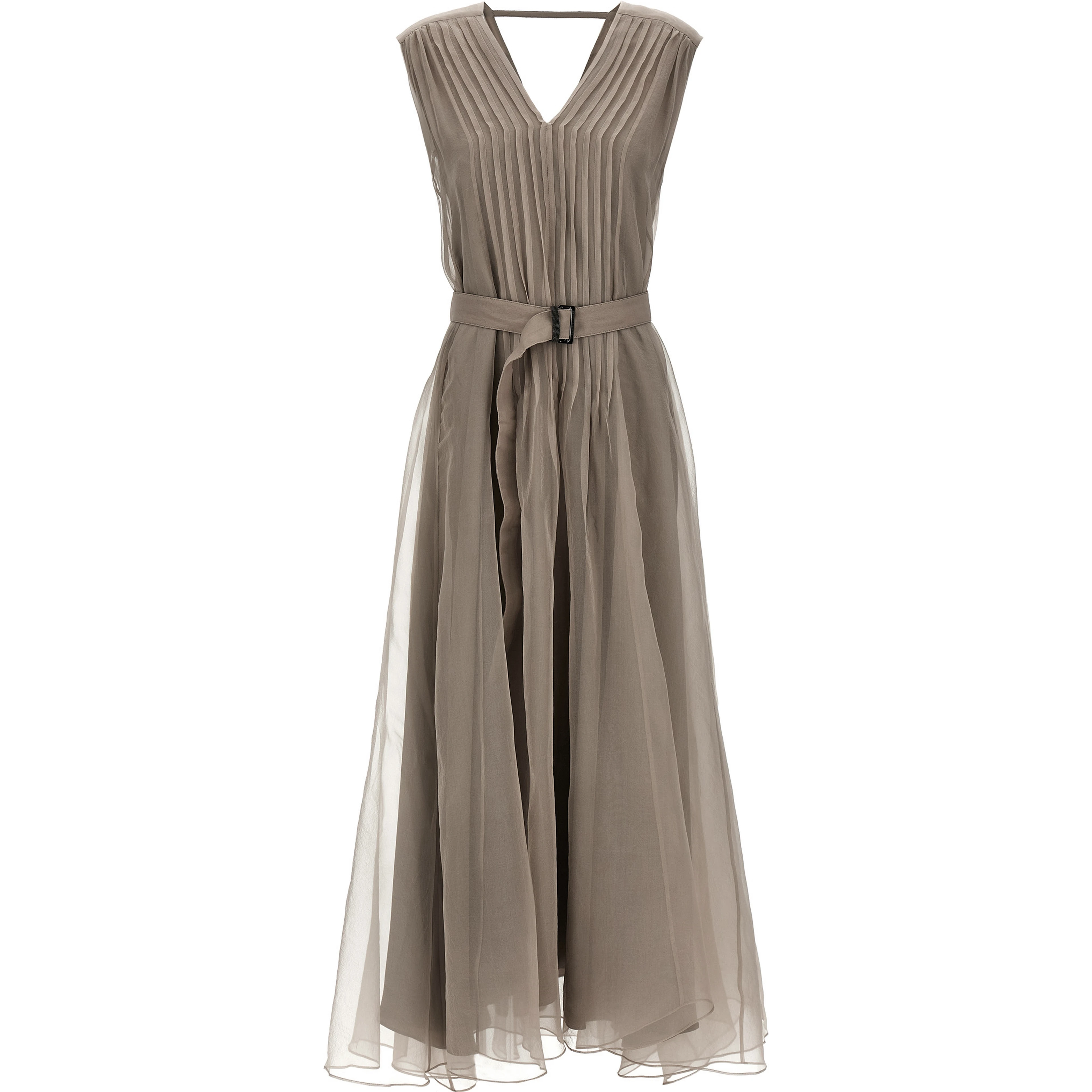 Beige Silk Long Dress