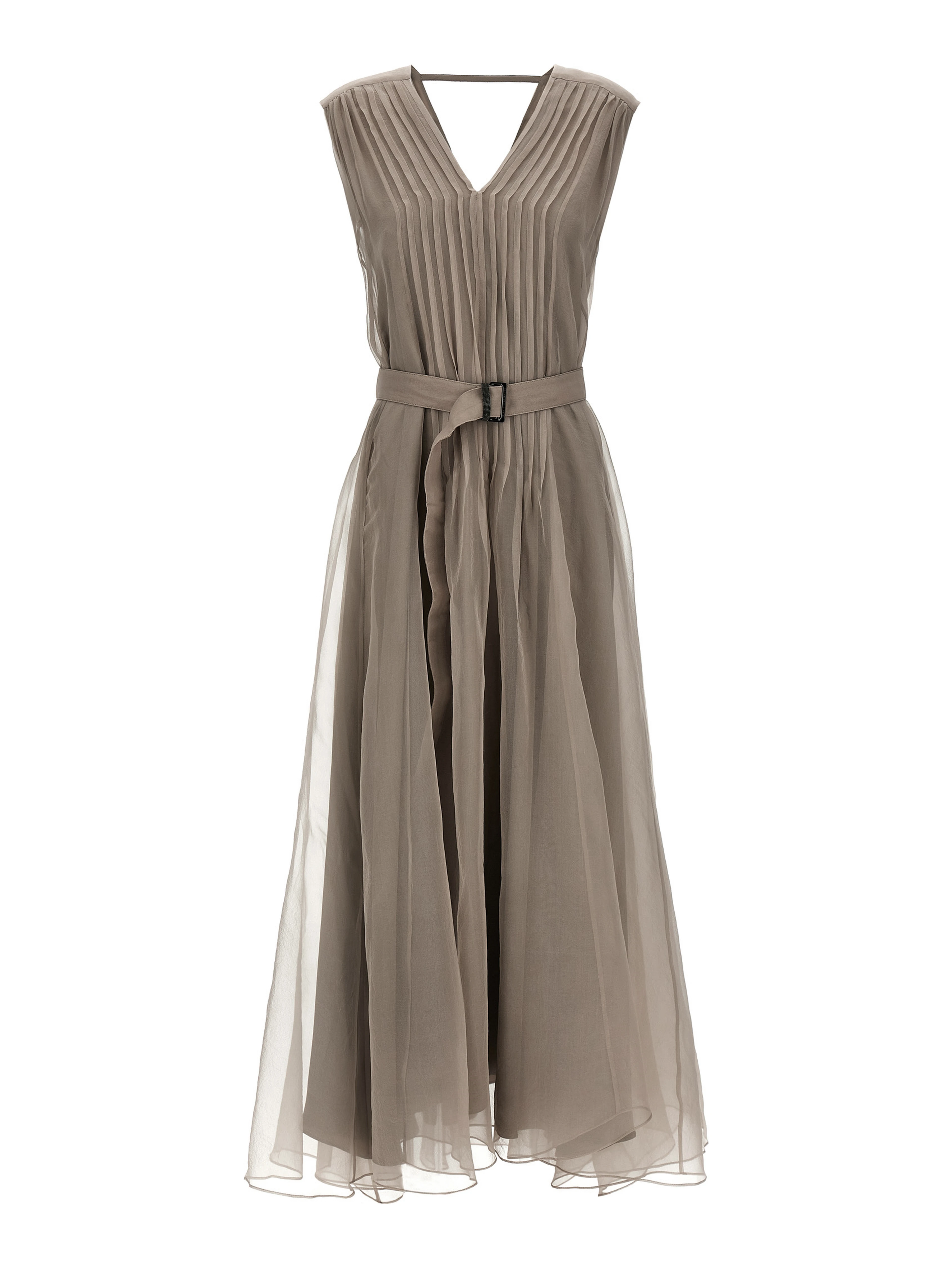 Beige Silk Long Dress