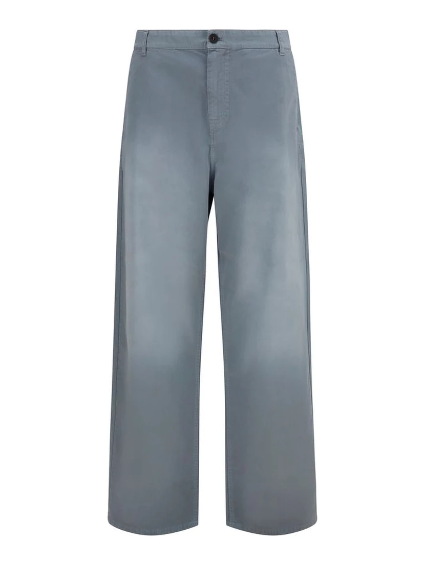 Gray Cotton Casual Pants