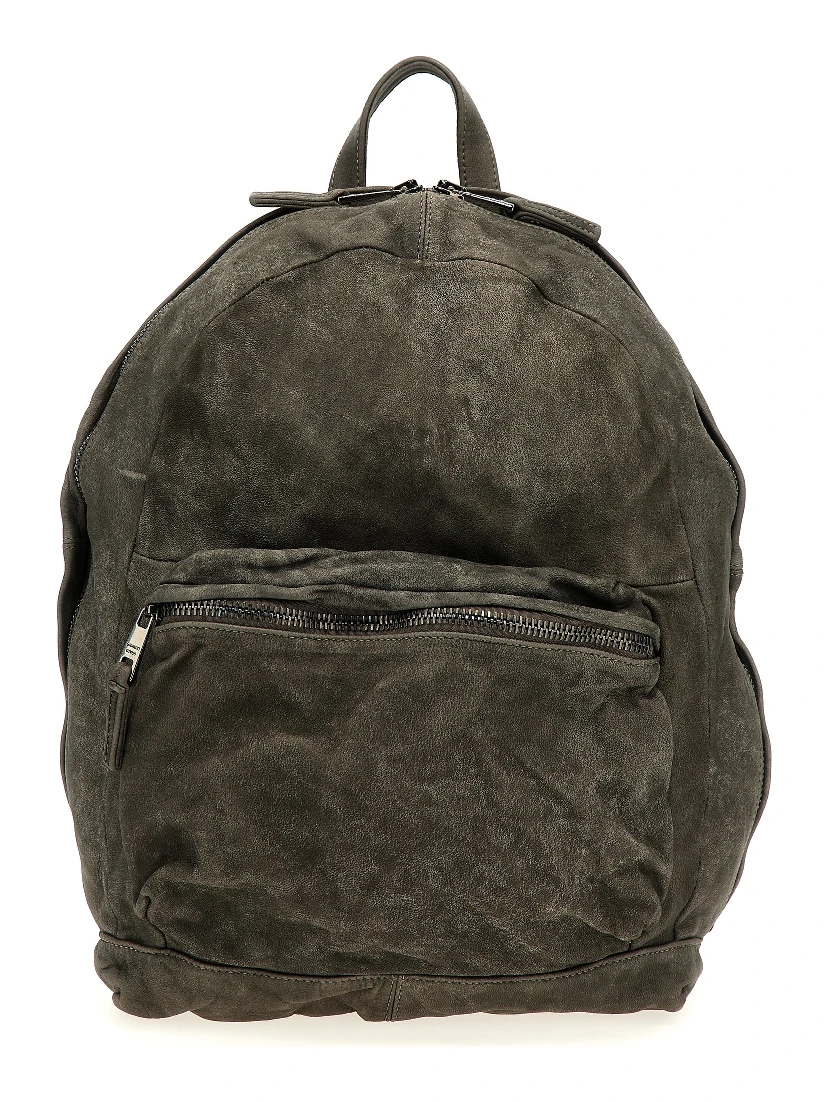 Gray Lamb Leather Backpack