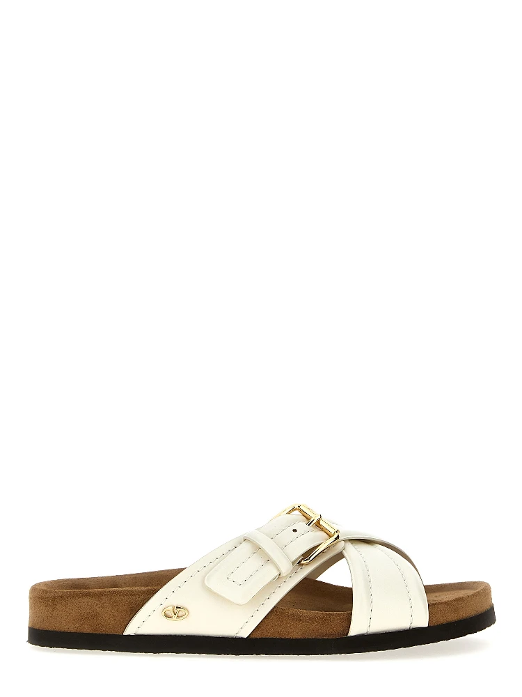 White Calfskin Slides