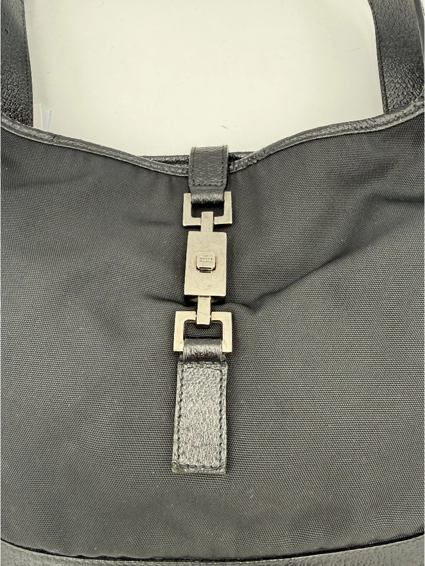 GUCCI JACKIE Leather and Canvas Handbag