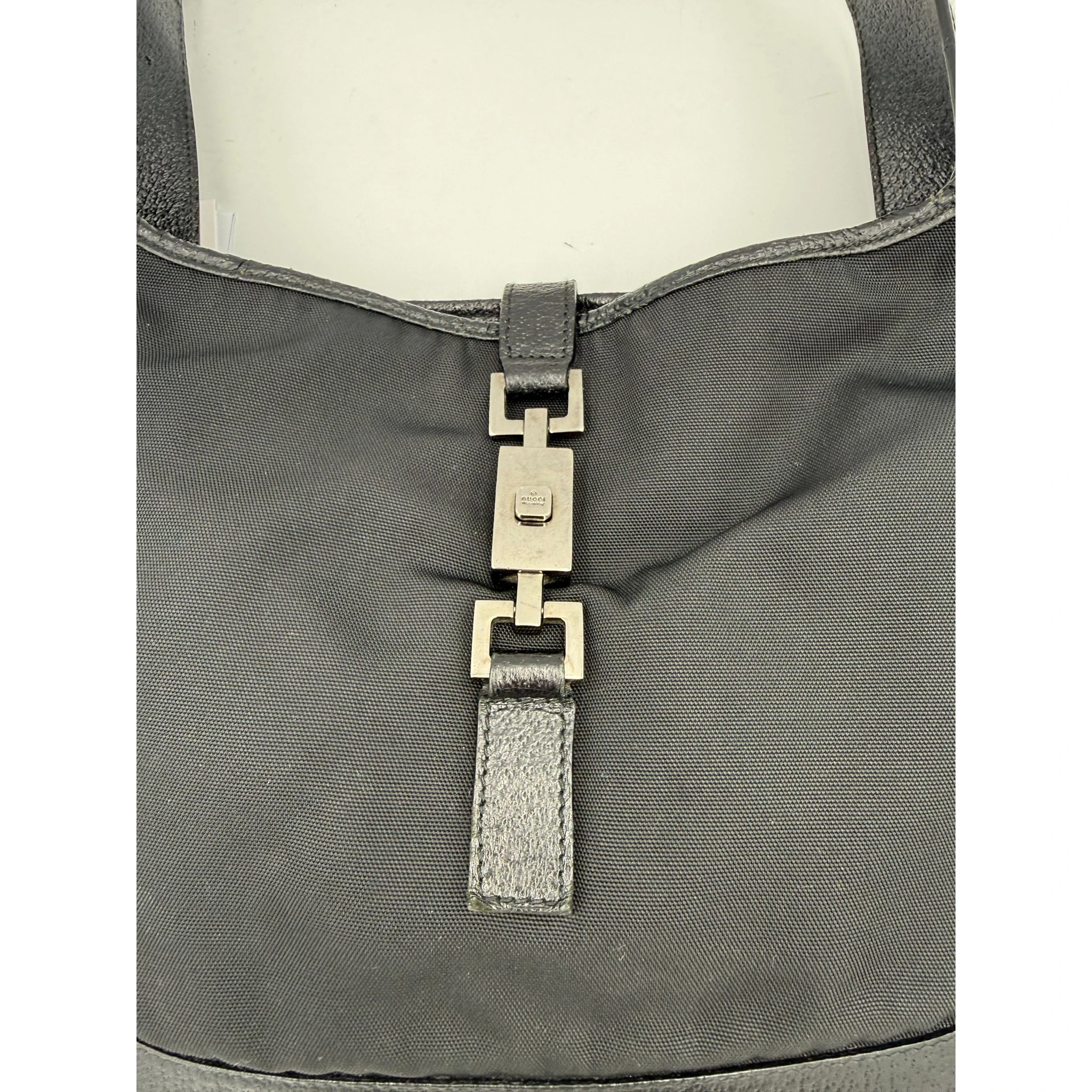 GUCCI JACKIE Leather and Canvas Handbag