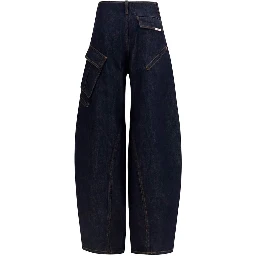Blue Cotton Cargo Pants