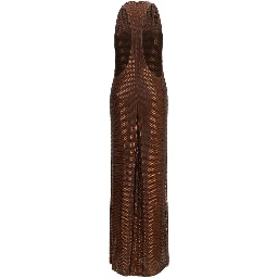 Brown Polyester Cocktail Dress