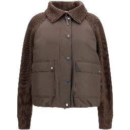 Brown Polyester Full-Length Jacket