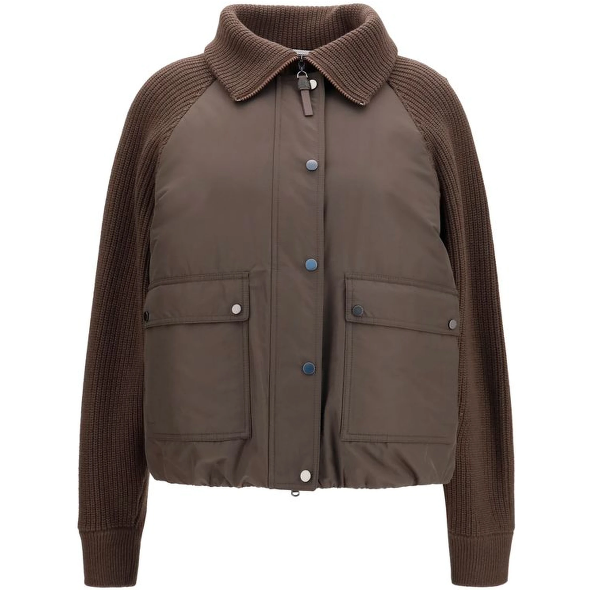 Brown Polyester Full-Length Jacket