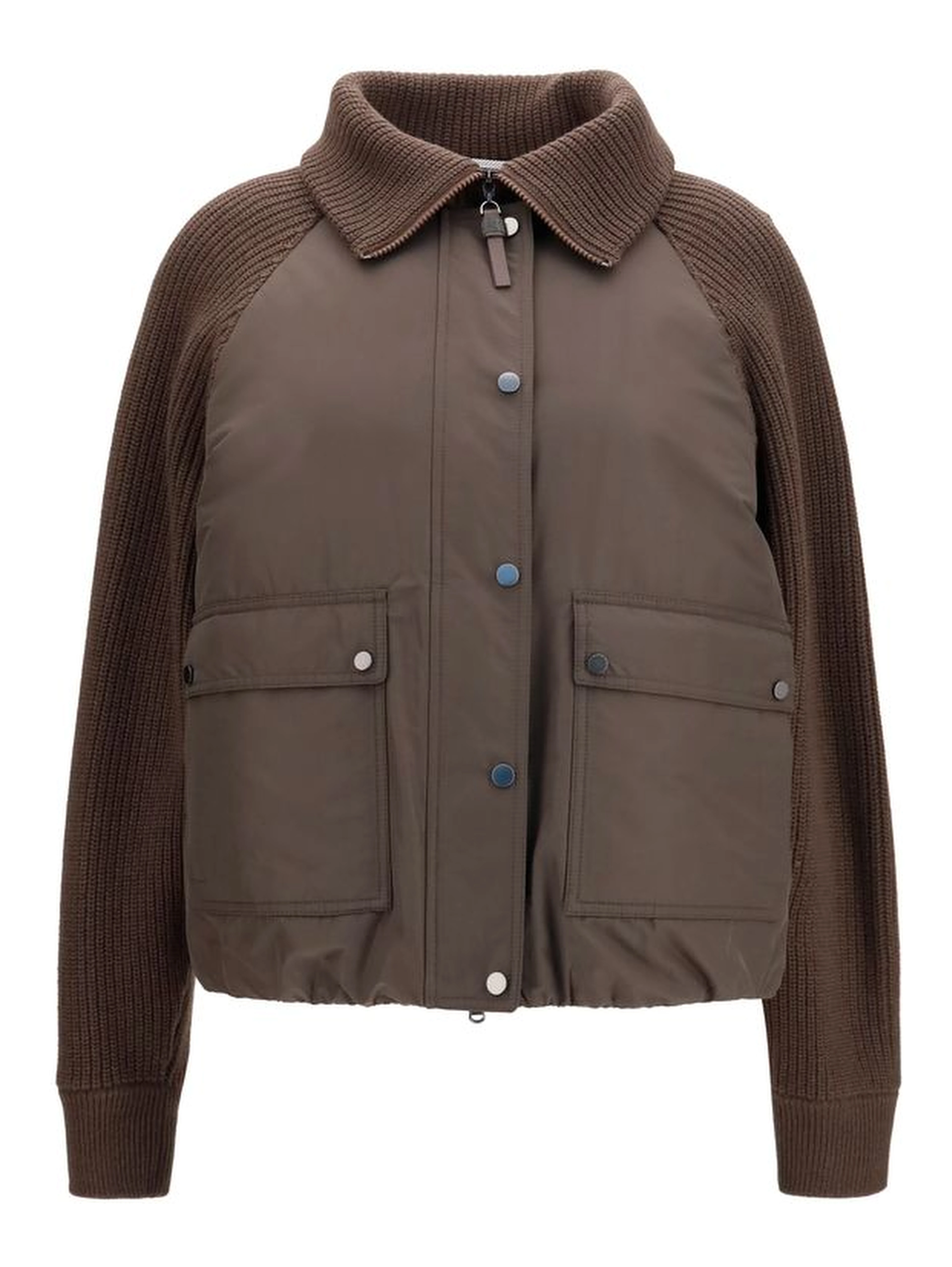 Brown Polyester Full-Length Jacket