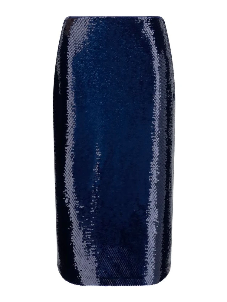 Blue Silk Midi Skirt
