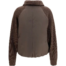 Brown Polyester Full-Length Jacket